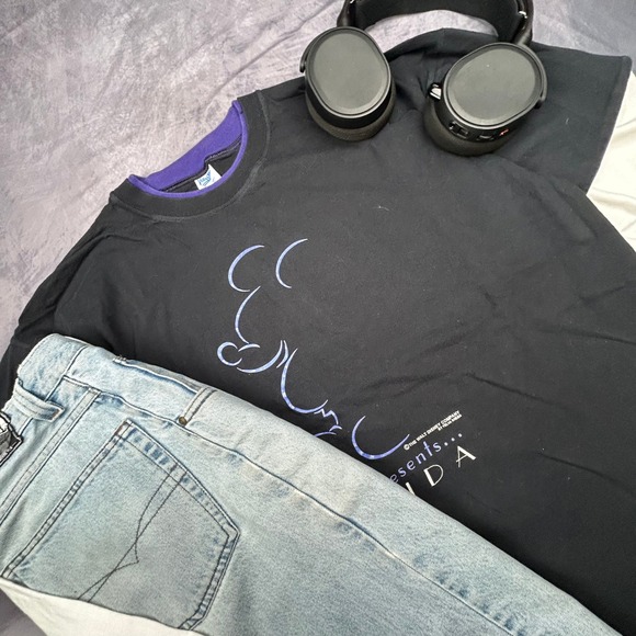 Vintage 90s Velva Sheen Mickey Florida T-Shirt XL Black Purple Double Layer Y2K - Picture 7 of 7